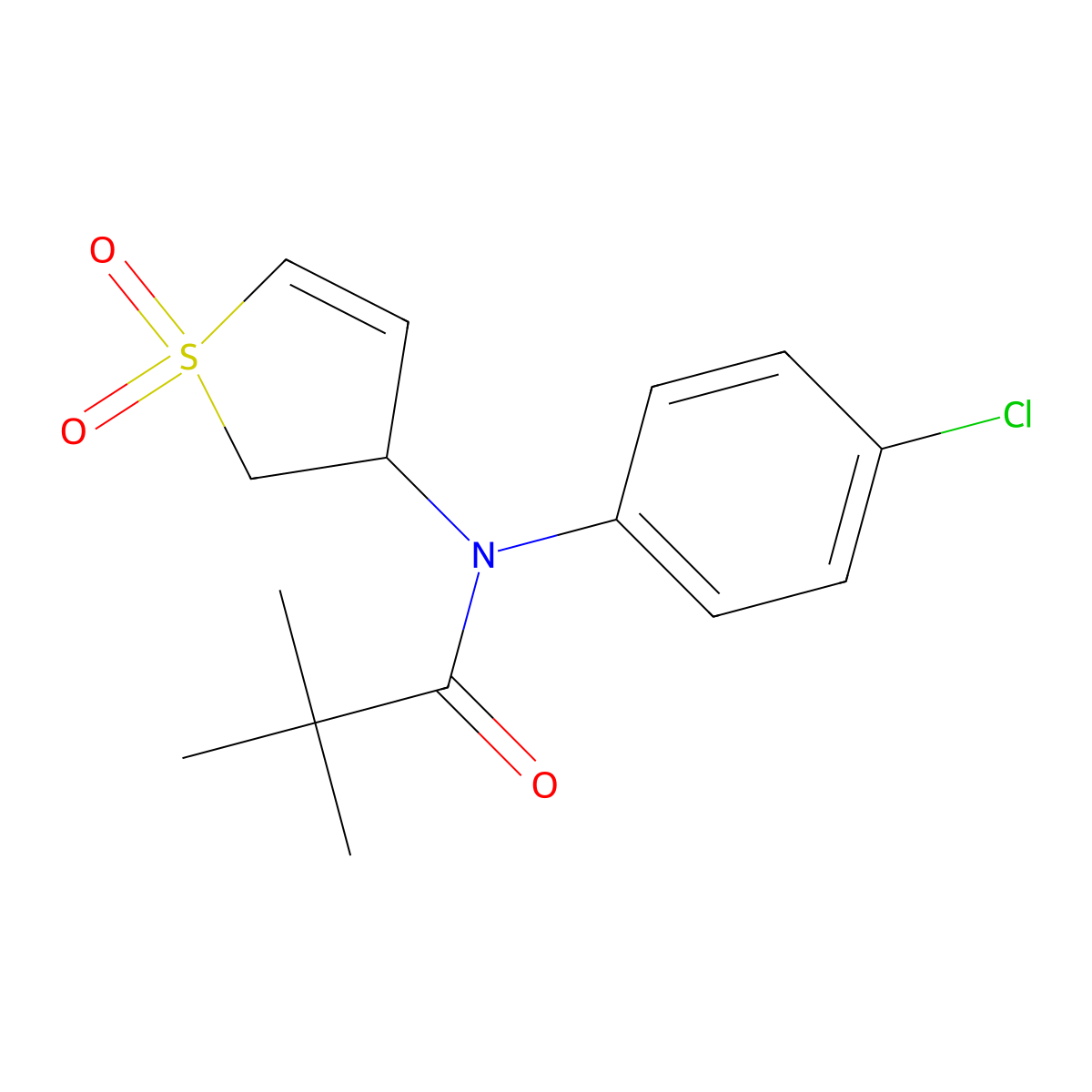 N-(4-chlorophenyl)-N-(1,1-dioxido-2,3-dihydrothiophen-3-yl)pivalamide molecular structure, CAS 863007-24-3