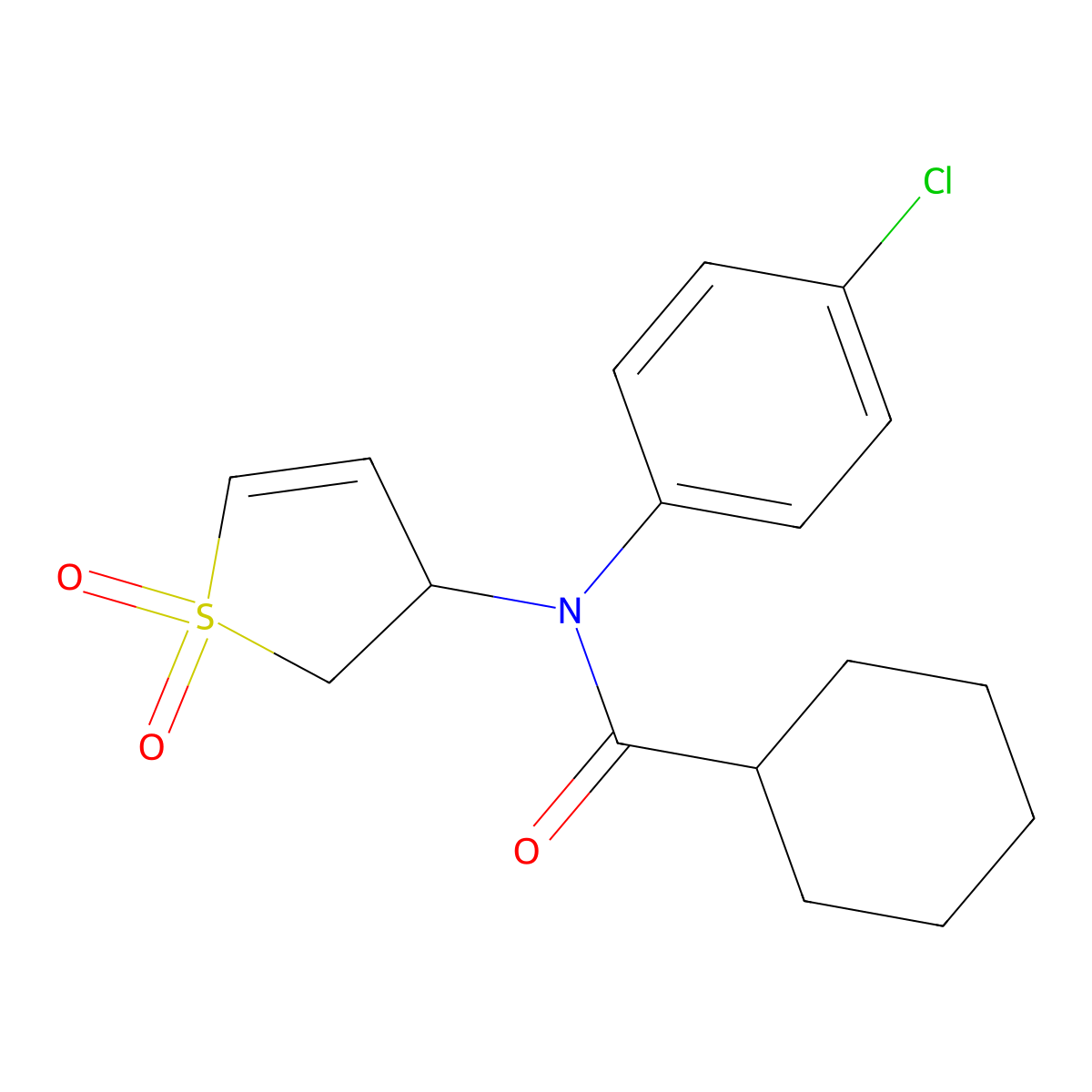 N-(4-chlorophenyl)-N-(1,1-dioxido-2,3-dihydrothiophen-3-yl)cyclohexanecarboxamide molecular structure, CAS 863007-25-4