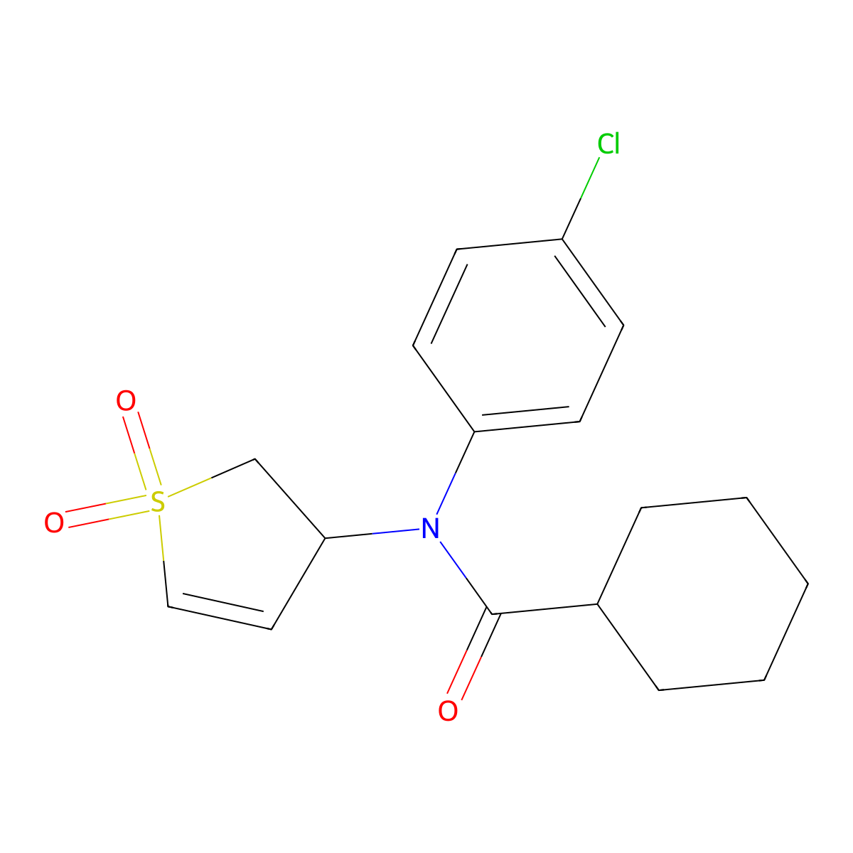 N-(4-chlorophenyl)-N-(1,1-dioxido-2,3-dihydrothiophen-3-yl)cyclohexanecarboxamide molecular structure, CAS 863007-25-4