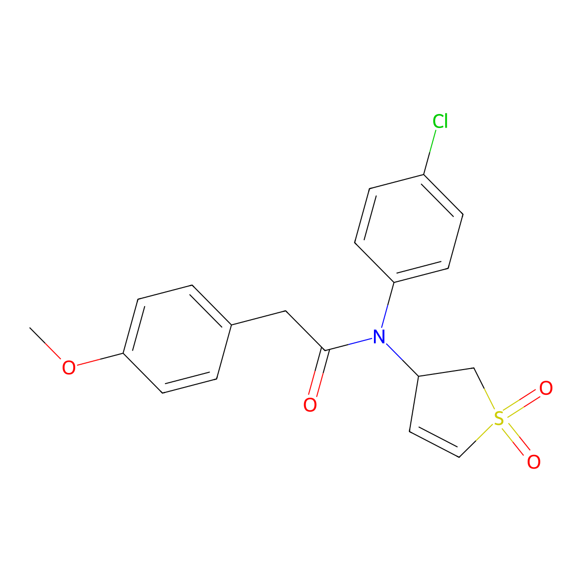 N-(4-chlorophenyl)-N-(1,1-dioxido-2,3-dihydrothiophen-3-yl)-2-(4-methoxyphenyl)acetamide molecular structure, CAS 863007-28-7