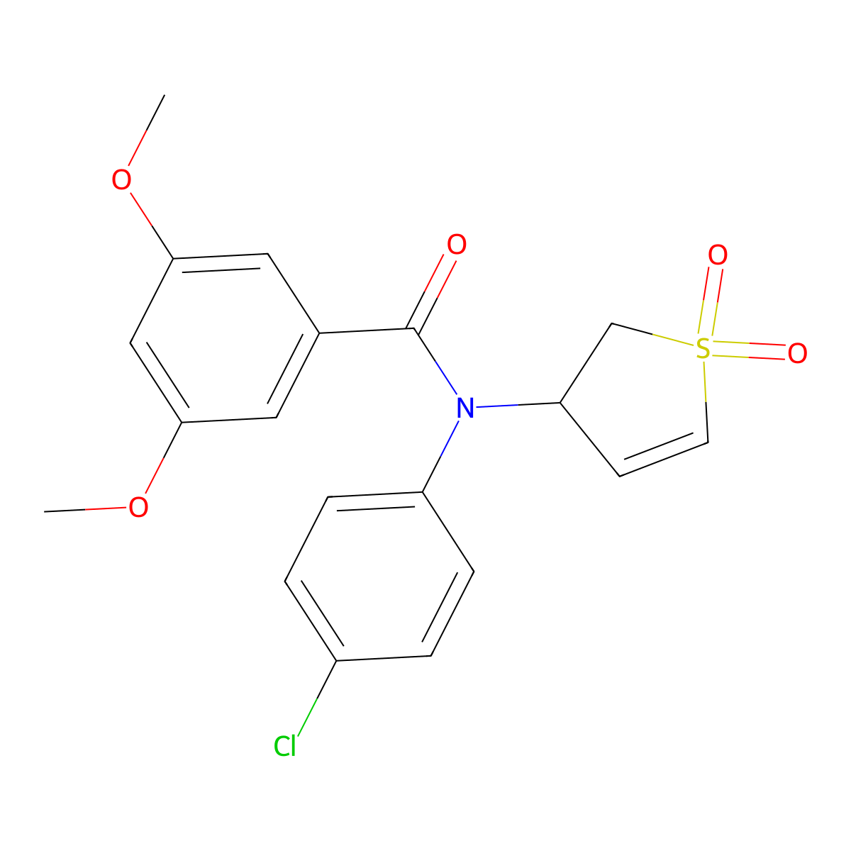 N-(4-chlorophenyl)-N-(1,1-dioxido-2,3-dihydrothiophen-3-yl)-3,5-dimethoxybenzamide molecular structure, CAS 863007-36-7