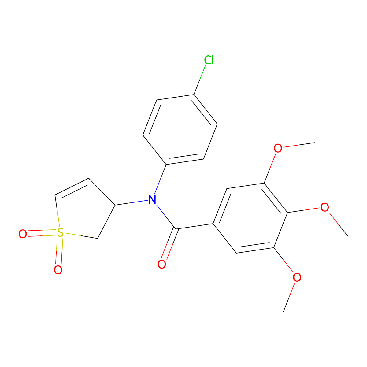 N-(4-chlorophenyl)-N-(1,1-dioxido-2,3-dihydrothiophen-3-yl)-3,4,5-trimethoxybenzamide molecular structure, CAS 863007-38-9