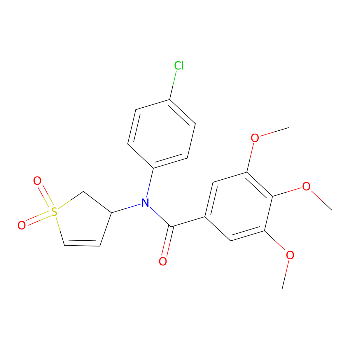 N-(4-chlorophenyl)-N-(1,1-dioxido-2,3-dihydrothiophen-3-yl)-3,4,5-trimethoxybenzamide molecular structure, CAS 863007-38-9