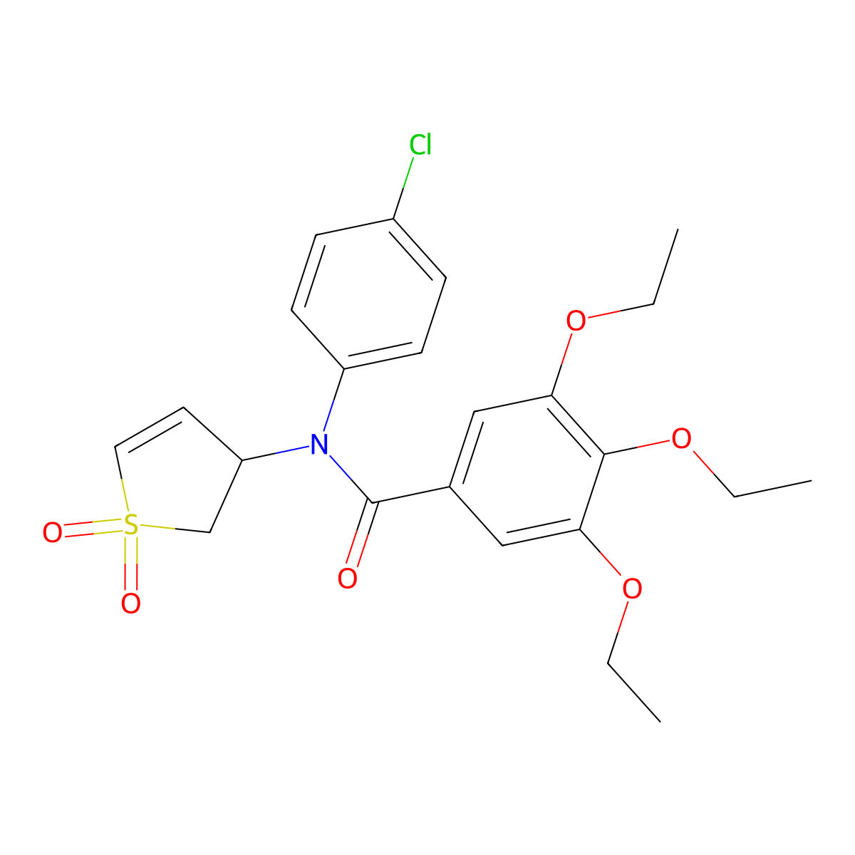 N-(4-chlorophenyl)-N-(1,1-dioxido-2,3-dihydrothiophen-3-yl)-3,4,5-triethoxybenzamide molecular structure, CAS 863007-39-0