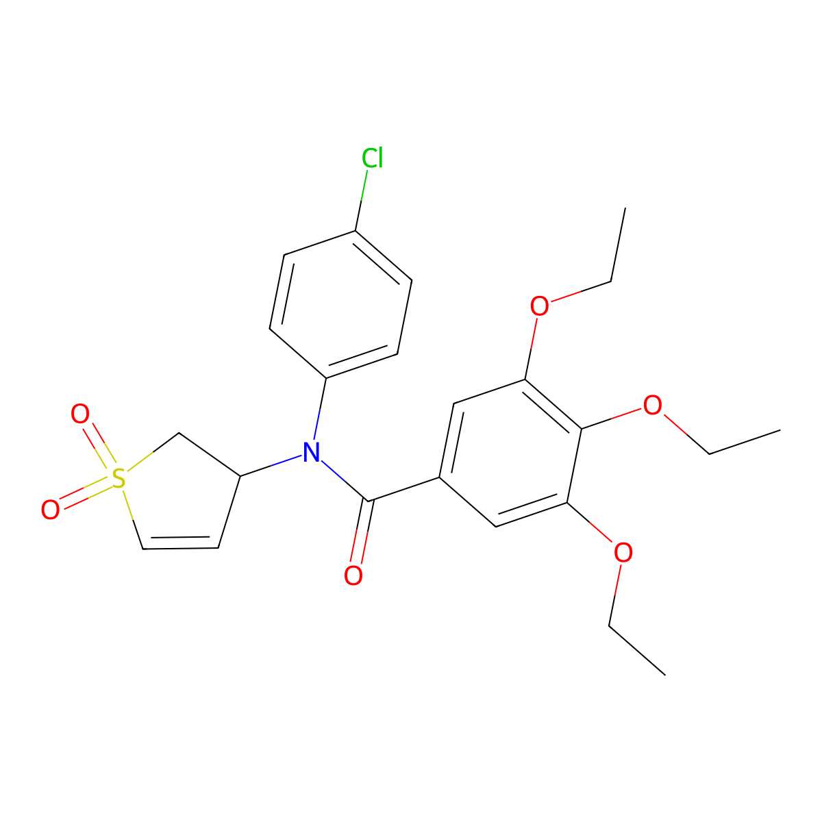 N-(4-chlorophenyl)-N-(1,1-dioxido-2,3-dihydrothiophen-3-yl)-3,4,5-triethoxybenzamide molecular structure, CAS 863007-39-0
