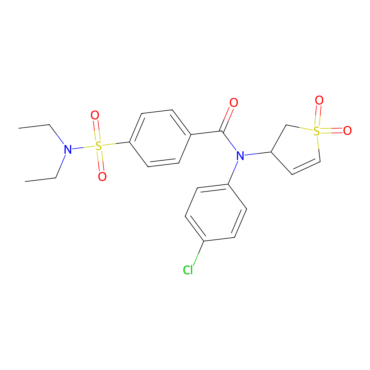 N-(4-chlorophenyl)-4-(N,N-diethylsulfamoyl)-N-(1,1-dioxido-2,3-dihydrothiophen-3-yl)benzamide molecular structure, CAS 863007-40-3