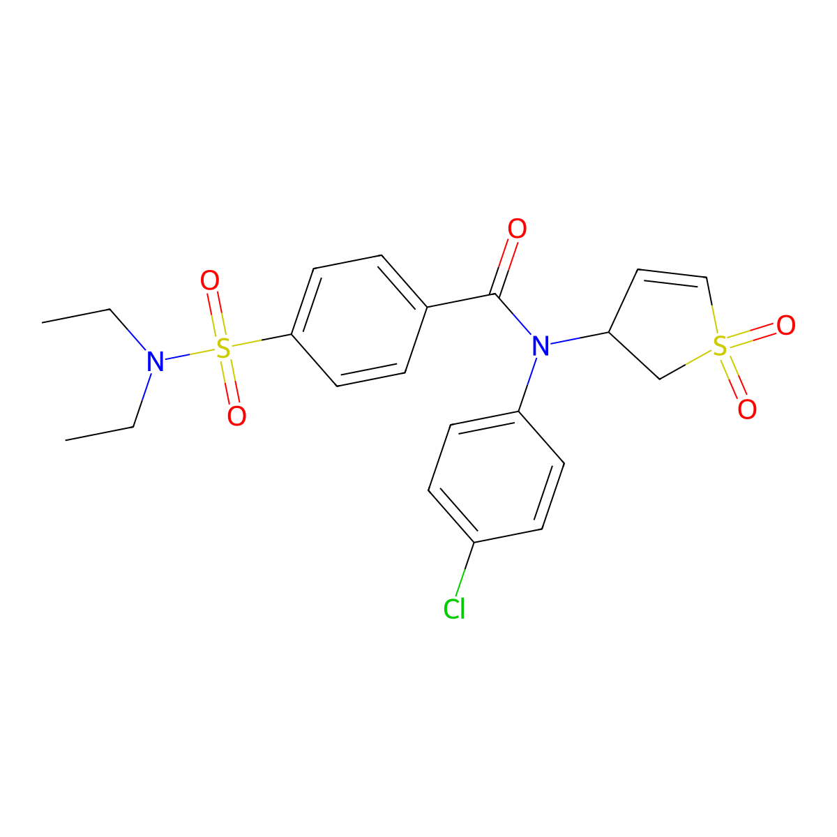 N-(4-chlorophenyl)-4-(N,N-diethylsulfamoyl)-N-(1,1-dioxido-2,3-dihydrothiophen-3-yl)benzamide molecular structure, CAS 863007-40-3