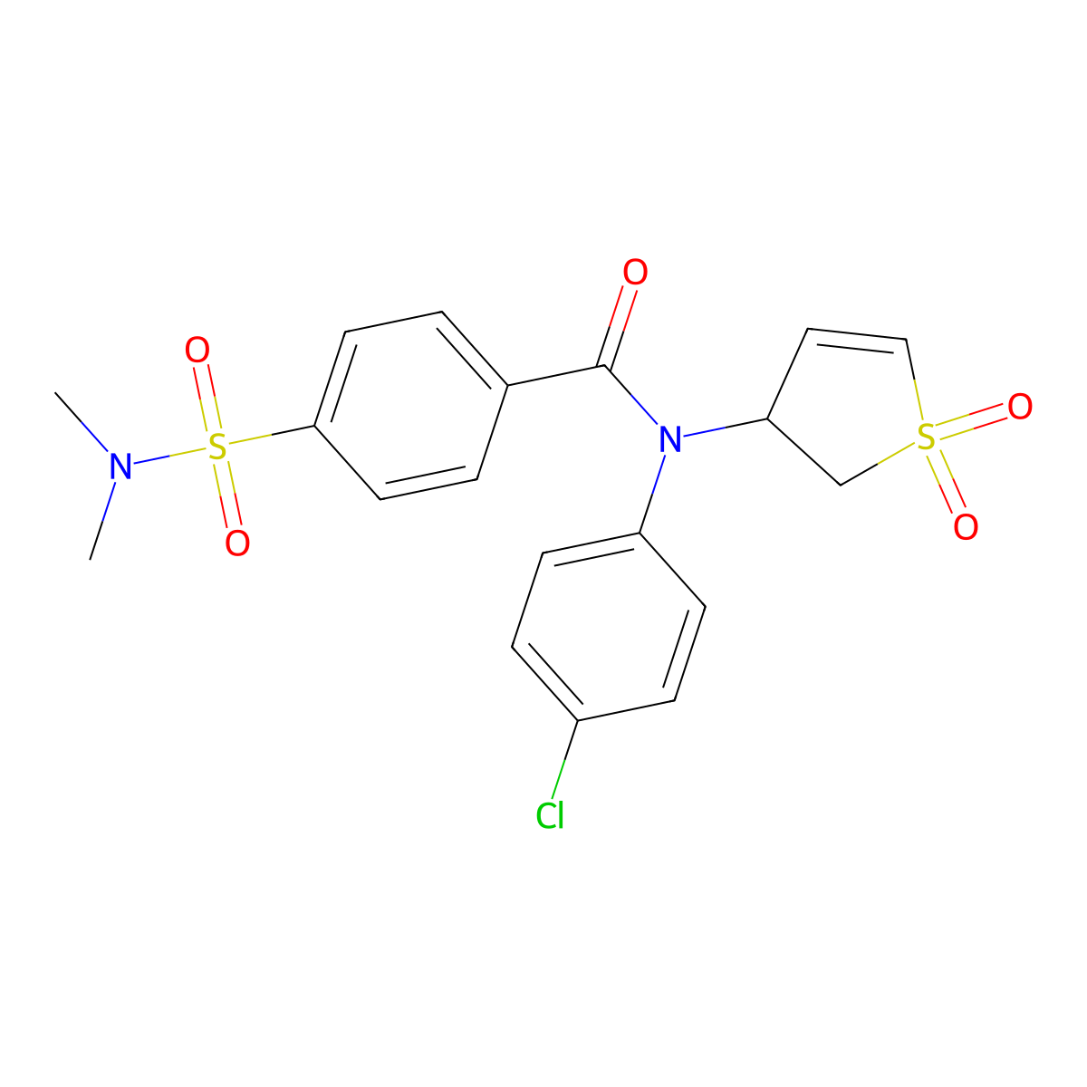 N-(4-chlorophenyl)-4-(N,N-dimethylsulfamoyl)-N-(1,1-dioxido-2,3-dihydrothiophen-3-yl)benzamide molecular structure, CAS 863007-41-4