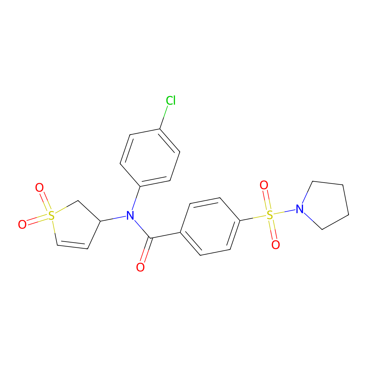 N-(4-chlorophenyl)-N-(1,1-dioxido-2,3-dihydrothiophen-3-yl)-4-(pyrrolidin-1-ylsulfonyl)benzamide molecular structure, CAS 863007-42-5