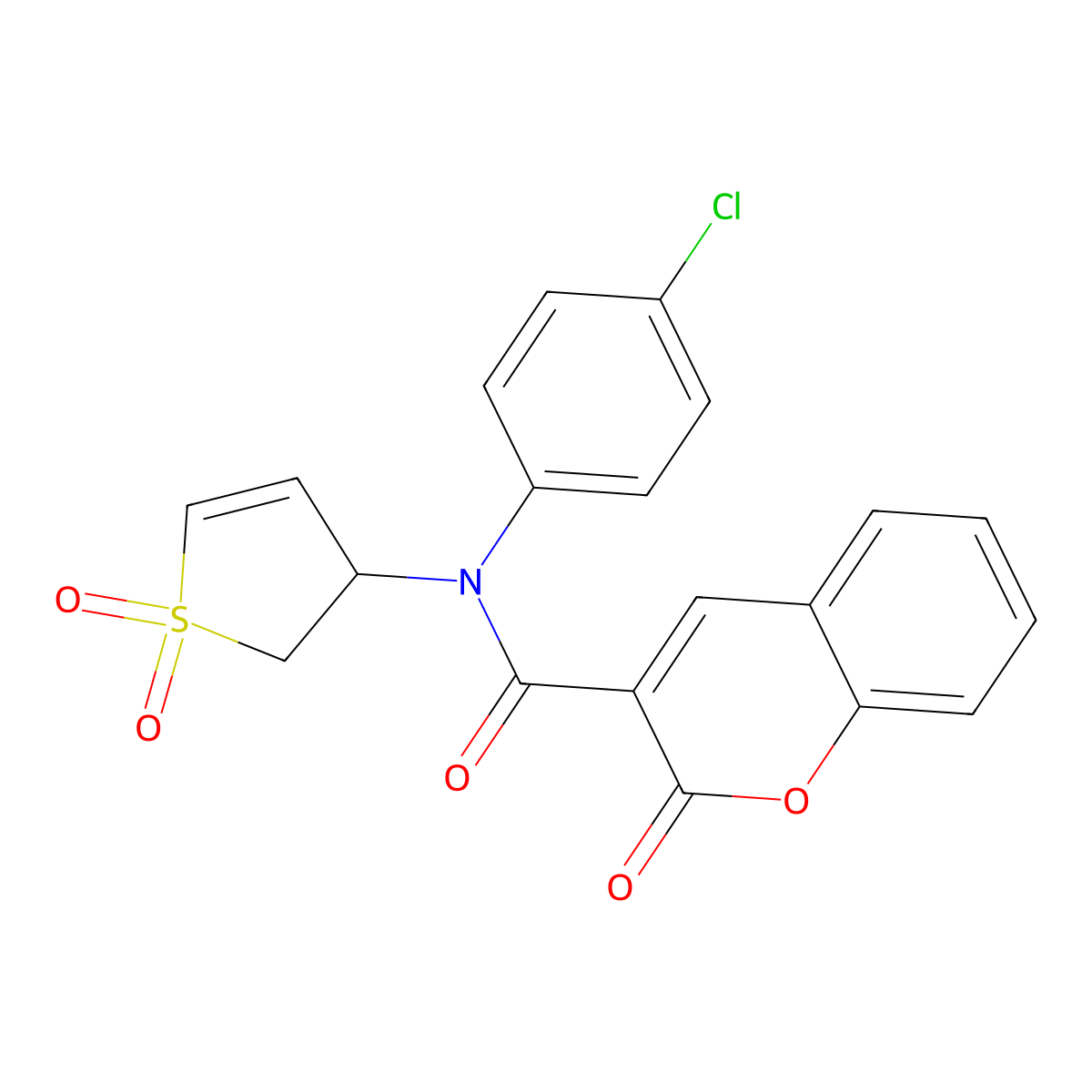 N-(4-chlorophenyl)-N-(1,1-dioxido-2,3-dihydrothiophen-3-yl)-2-oxo-2H-chromene-3-carboxamide molecular structure, CAS 863007-45-8