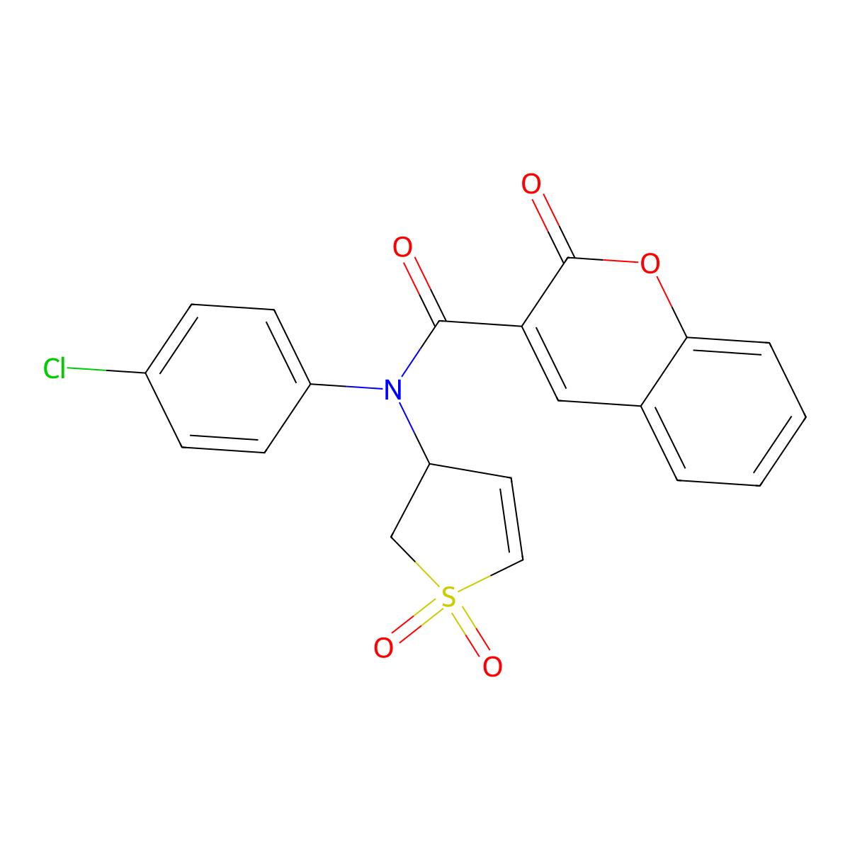 N-(4-chlorophenyl)-N-(1,1-dioxido-2,3-dihydrothiophen-3-yl)-2-oxo-2H-chromene-3-carboxamide molecular structure, CAS 863007-45-8