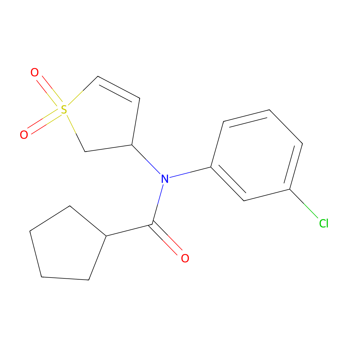 N-(3-Chlorophenyl)-N-(1,1-dioxido-2,3-dihydro-3-thiophenyl)cyclopentanecarboxamide molecular structure, CAS 863007-48-1