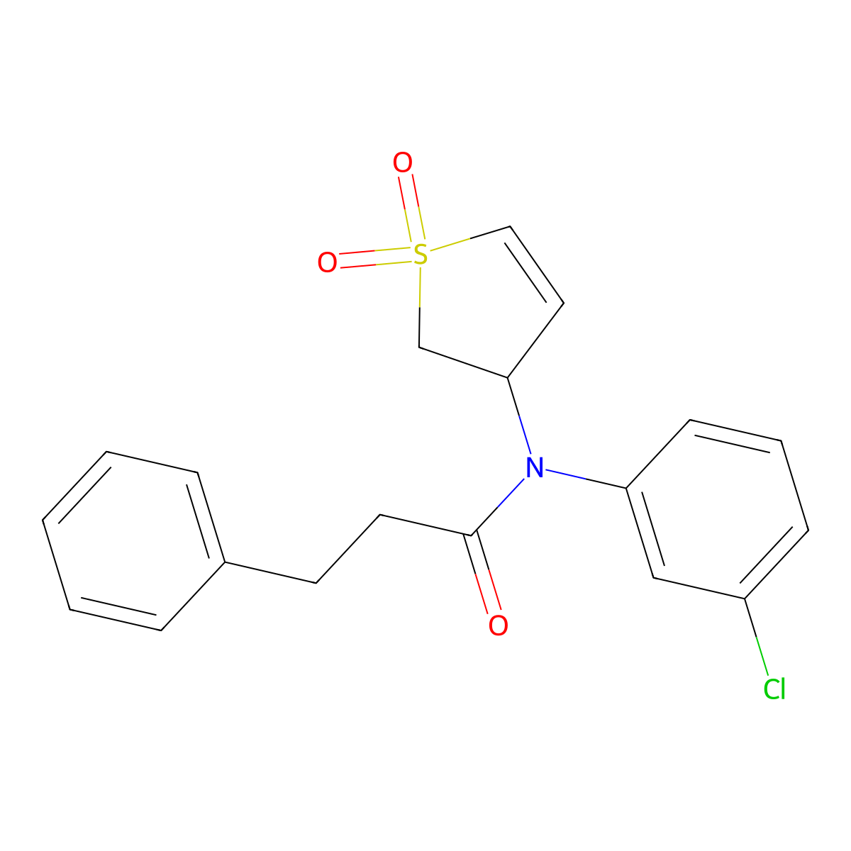 N-(3-chlorophenyl)-N-(1,1-dioxido-2,3-dihydrothiophen-3-yl)-3-phenylpropanamide molecular structure, CAS 863007-49-2