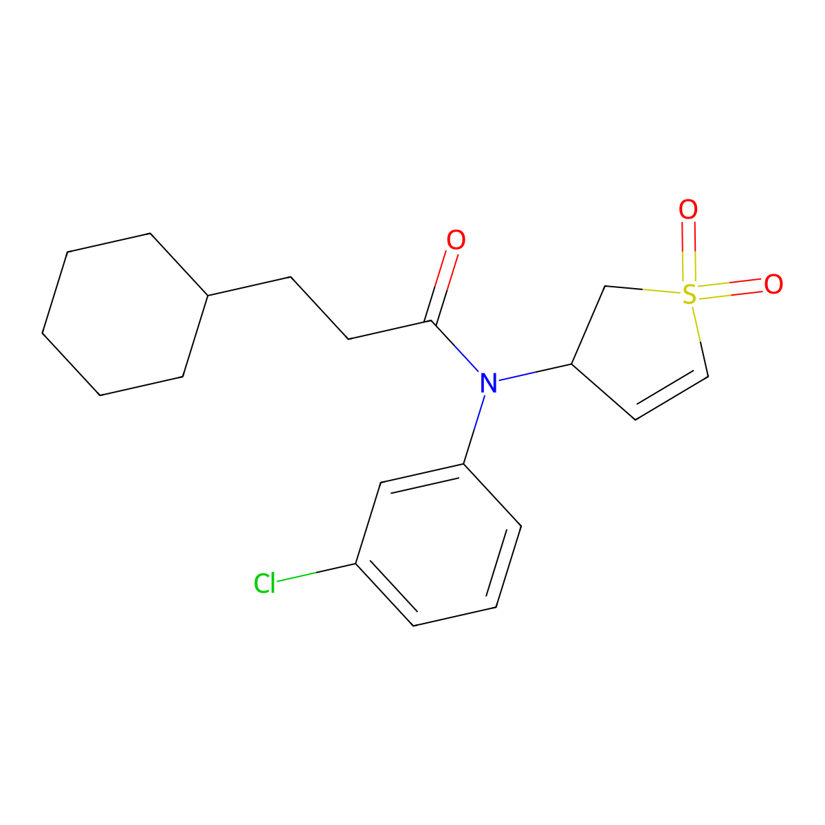 N-(3-chlorophenyl)-3-cyclohexyl-N-(1,1-dioxido-2,3-dihydrothiophen-3-yl)propanamide molecular structure, CAS 863007-52-7