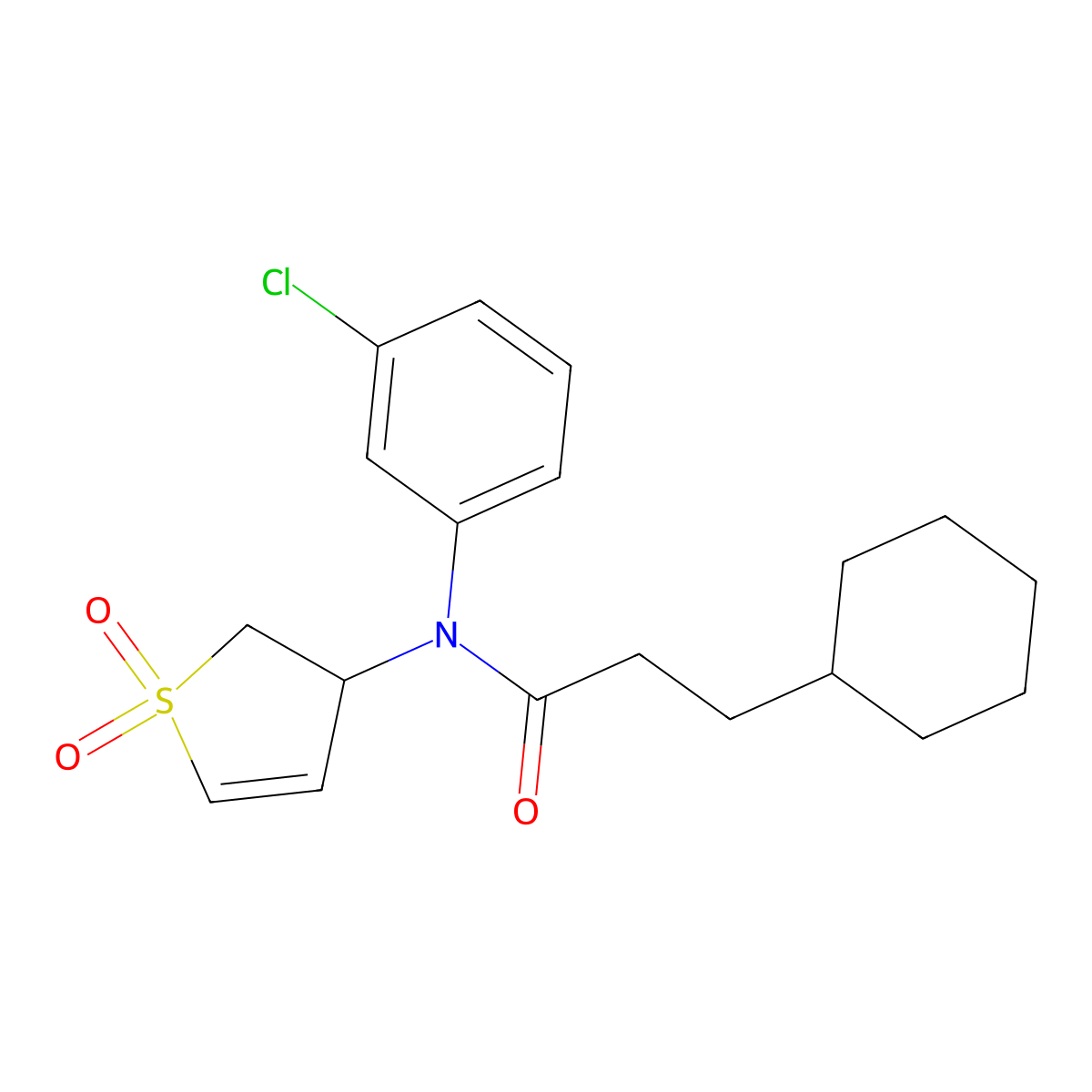 N-(3-chlorophenyl)-3-cyclohexyl-N-(1,1-dioxido-2,3-dihydrothiophen-3-yl)propanamide molecular structure, CAS 863007-52-7