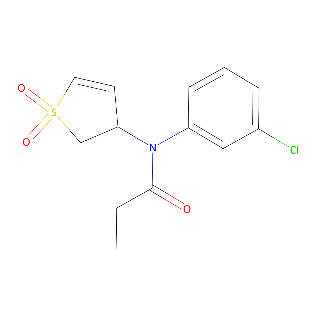N-(3-chlorophenyl)-N-(1,1-dioxido-2,3-dihydrothien-3-yl)propanamide molecular structure, CAS 863007-53-8