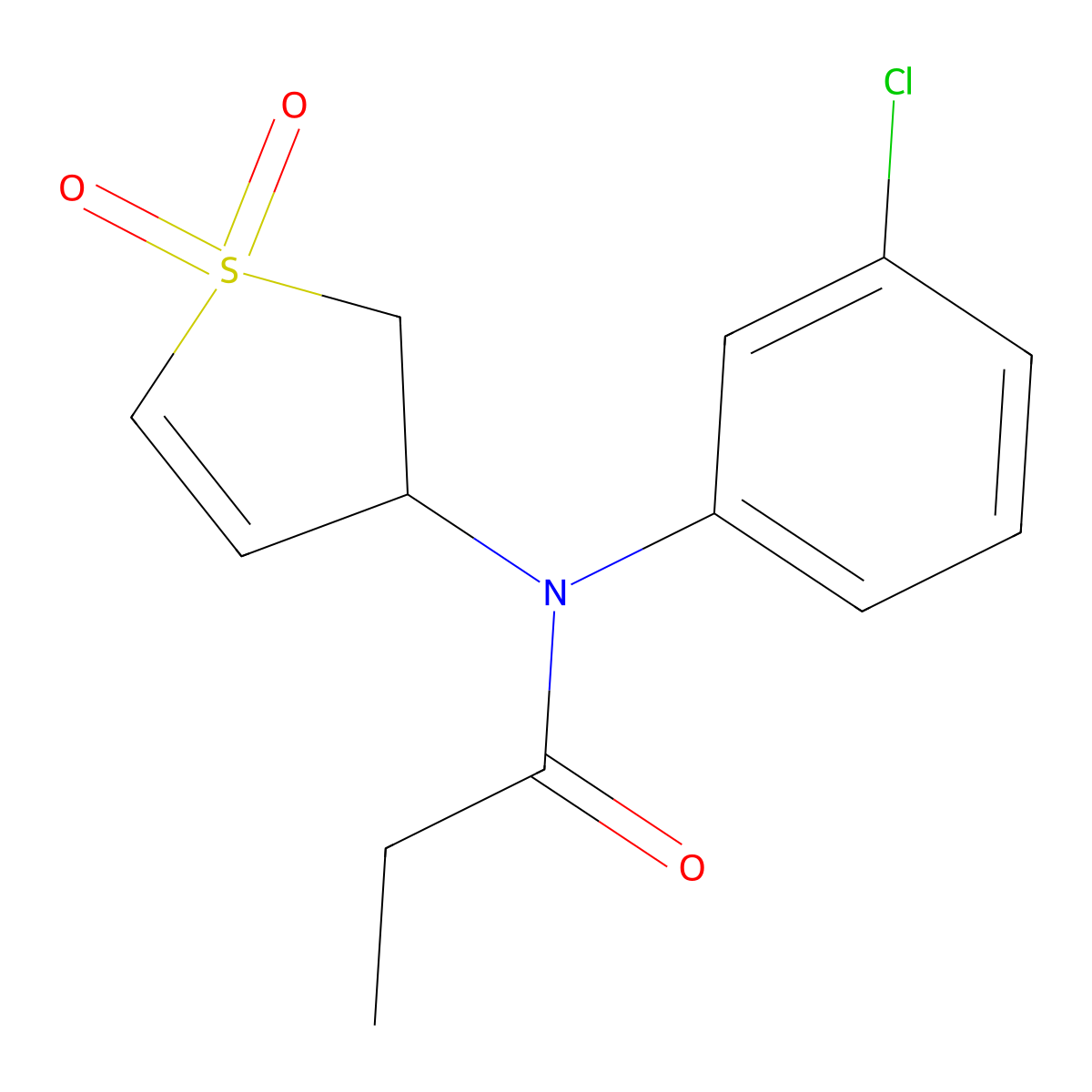 N-(3-chlorophenyl)-N-(1,1-dioxido-2,3-dihydrothien-3-yl)propanamide molecular structure, CAS 863007-53-8