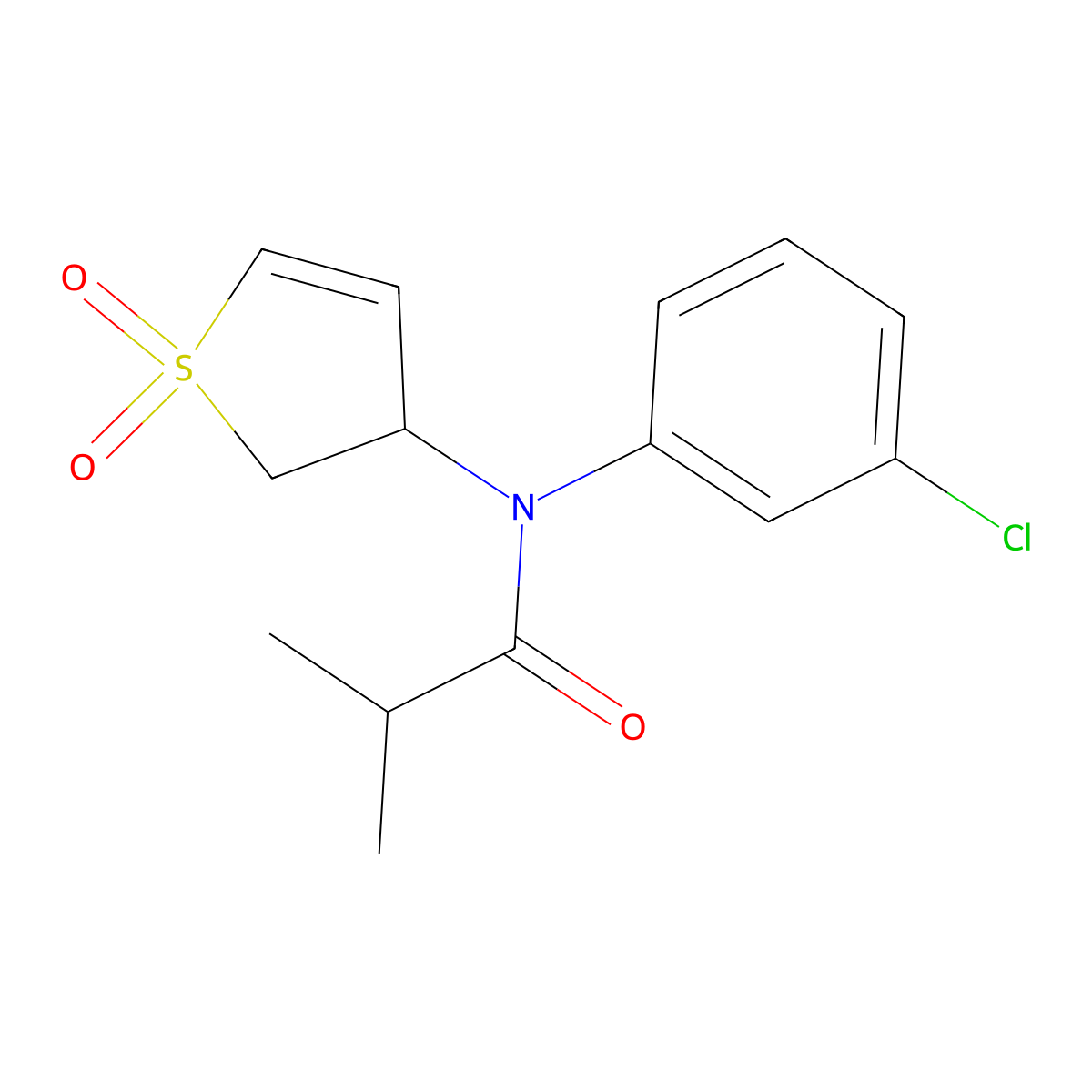 N-(3-chlorophenyl)-N-(1,1-dioxido-2,3-dihydrothiophen-3-yl)isobutyramide molecular structure, CAS 863007-54-9