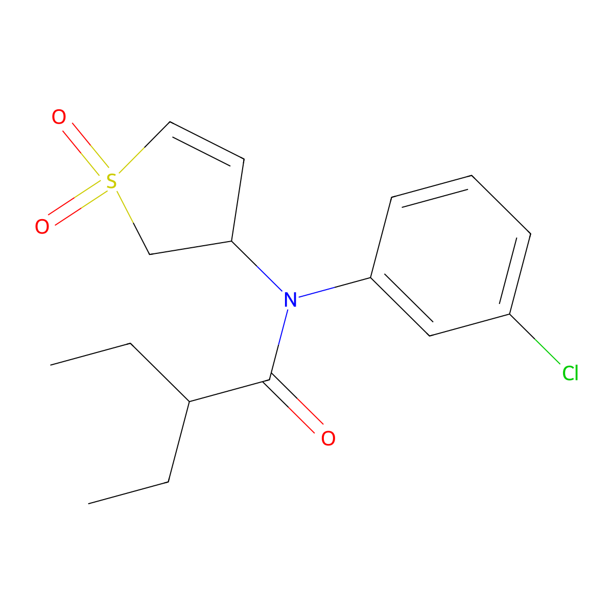 N-(3-chlorophenyl)-N-(1,1-dioxido-2,3-dihydrothiophen-3-yl)-2-ethylbutanamide molecular structure, CAS 863007-56-1