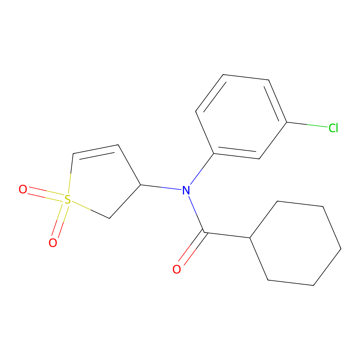 N-(3-chlorophenyl)-N-(1,1-dioxido-2,3-dihydrothiophen-3-yl)cyclohexanecarboxamide molecular structure, CAS 863007-58-3