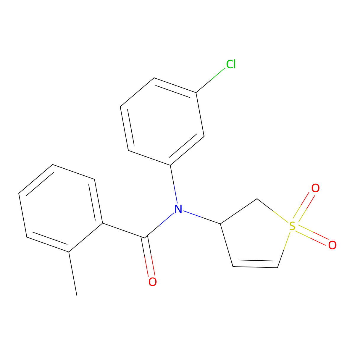 N-(3-chlorophenyl)-N-(1,1-dioxido-2,3-dihydrothiophen-3-yl)-2-methylbenzamide molecular structure, CAS 863007-61-8
