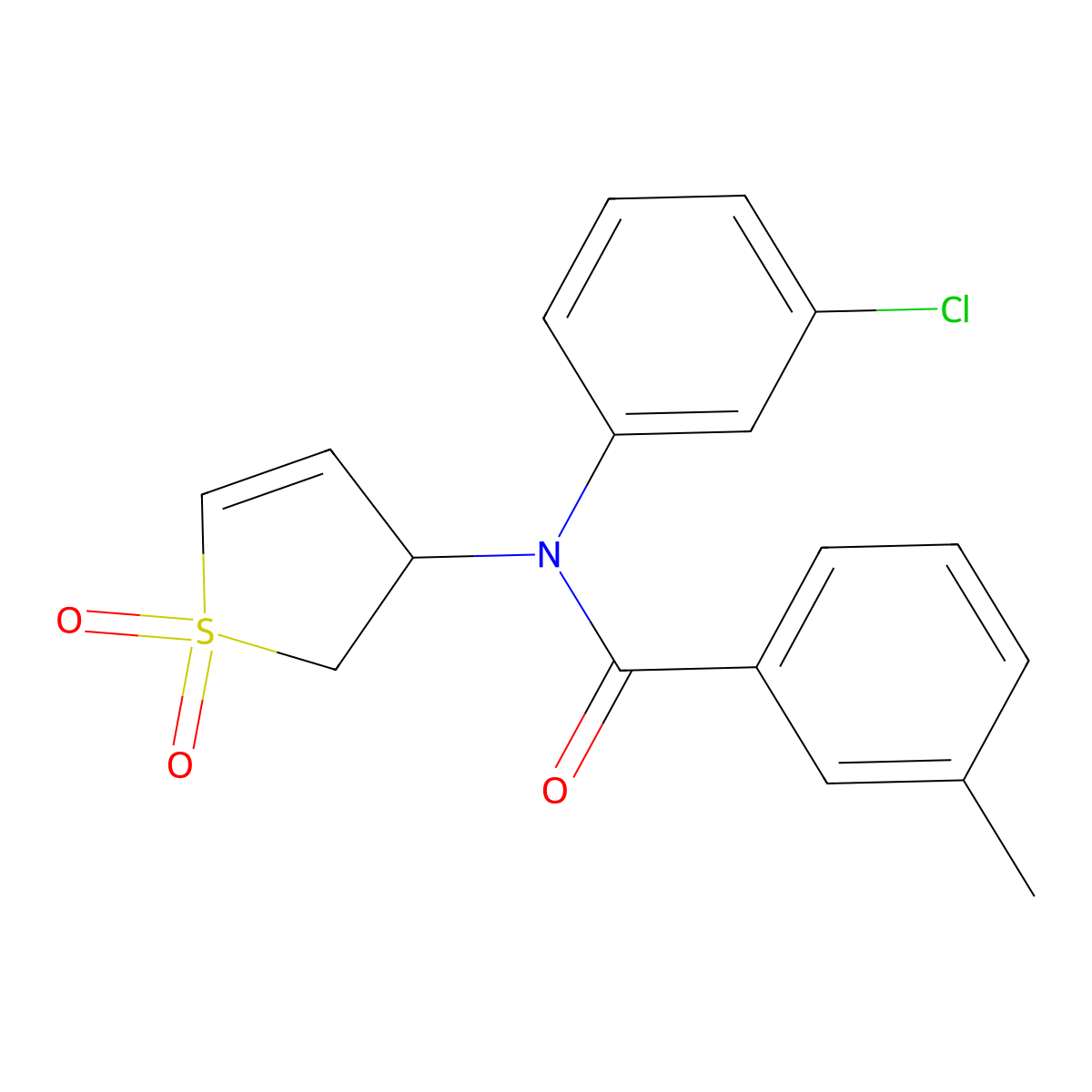 N-(3-chlorophenyl)-N-(1,1-dioxido-2,3-dihydrothiophen-3-yl)-3-methylbenzamide molecular structure, CAS 863007-62-9