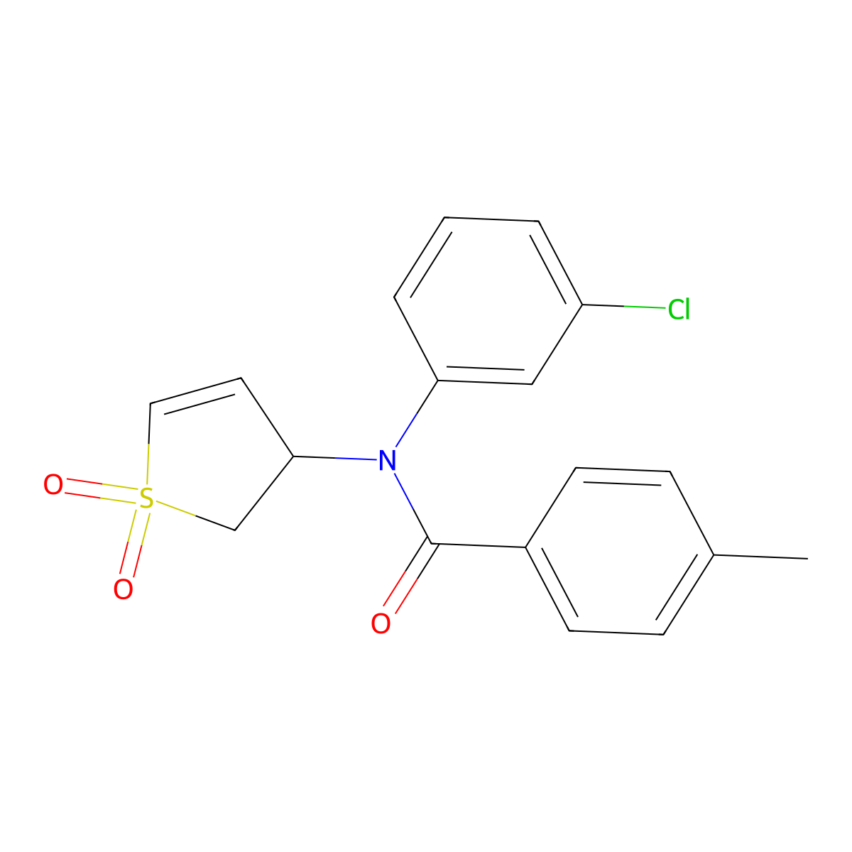 N-(3-chlorophenyl)-N-(1,1-dioxido-2,3-dihydrothiophen-3-yl)-4-methylbenzamide molecular structure, CAS 863007-63-0