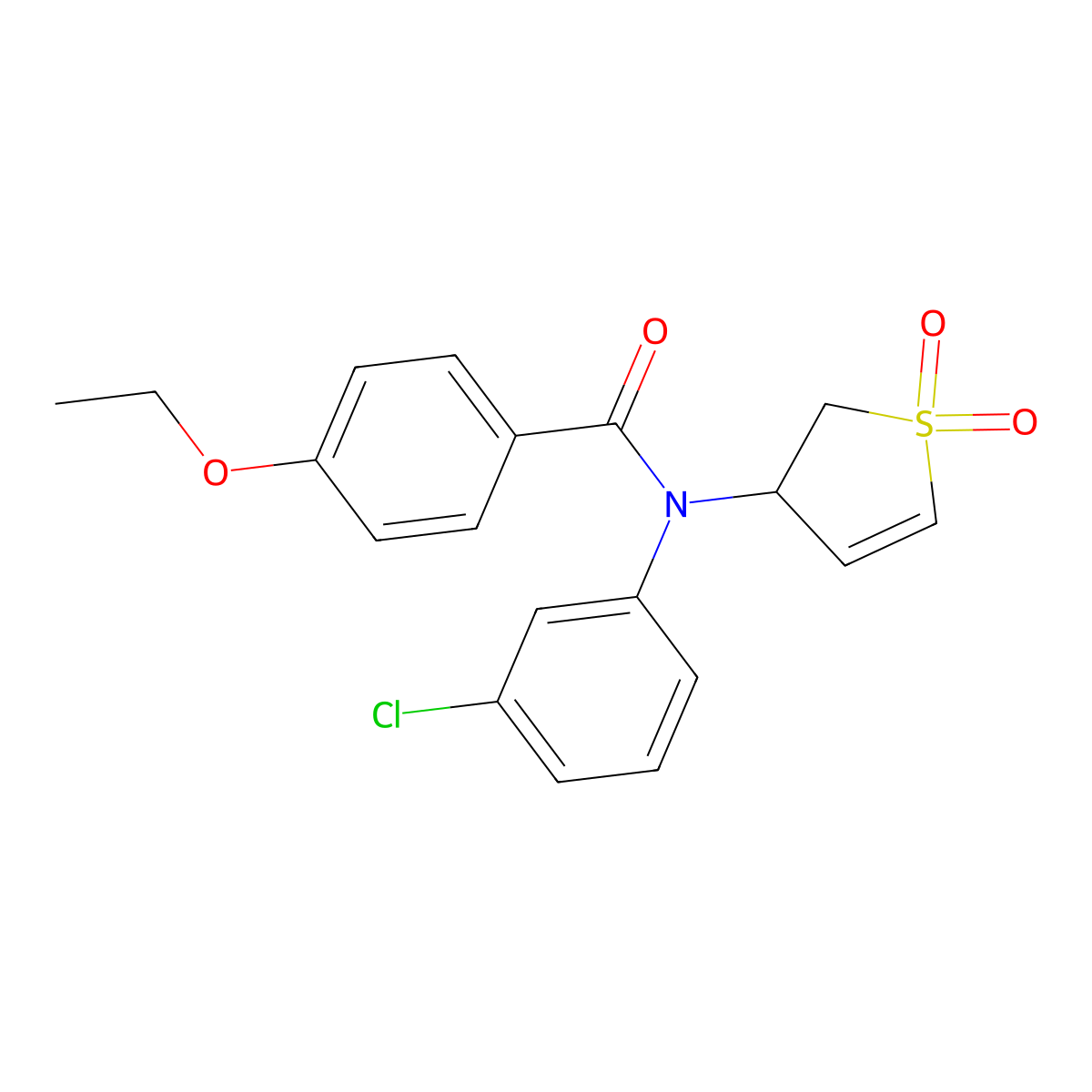 N-(3-chlorophenyl)-N-(1,1-dioxido-2,3-dihydrothiophen-3-yl)-4-ethoxybenzamide molecular structure, CAS 863007-68-5