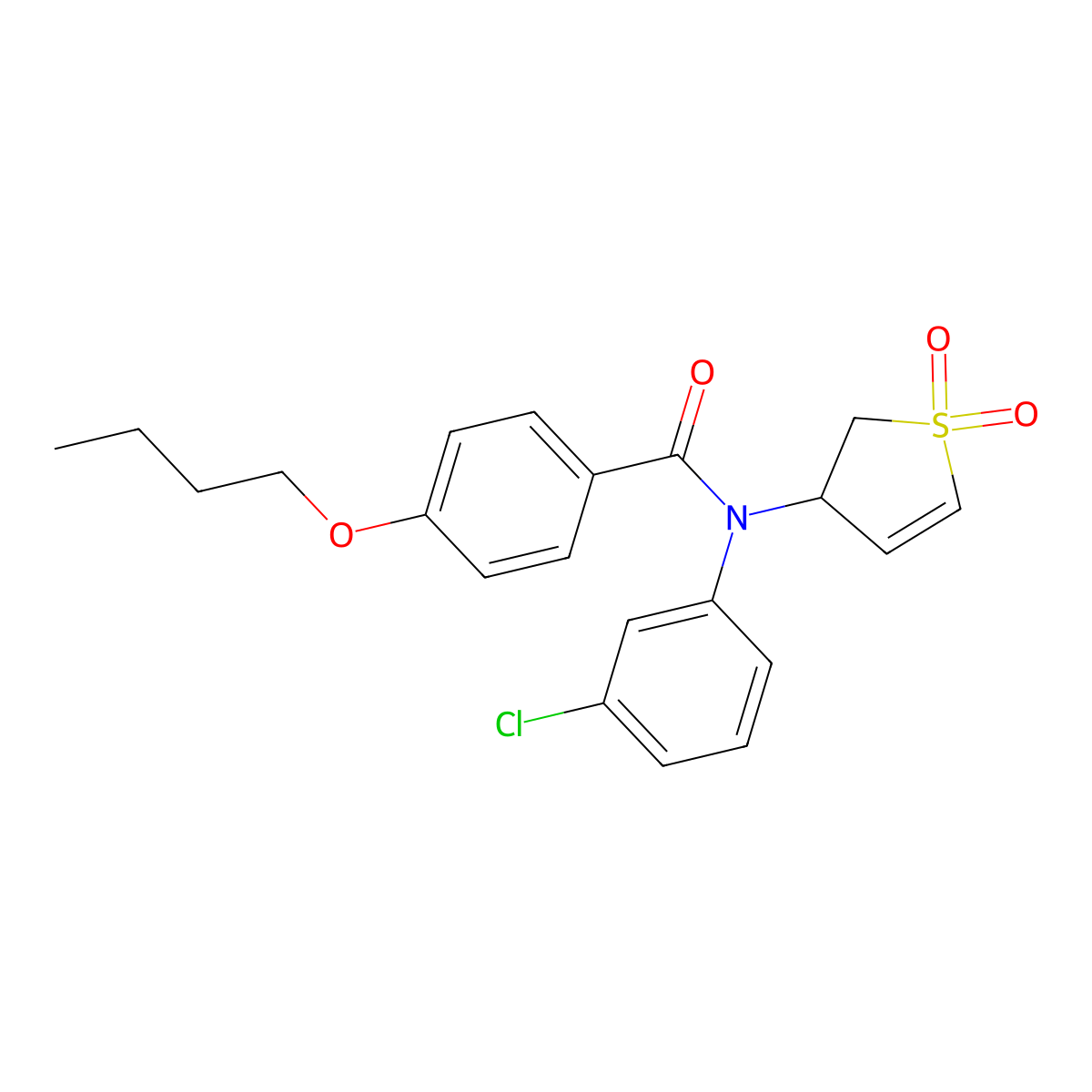 4-butoxy-N-(3-chlorophenyl)-N-(1,1-dioxido-2,3-dihydrothiophen-3-yl)benzamide molecular structure, CAS 863007-69-6