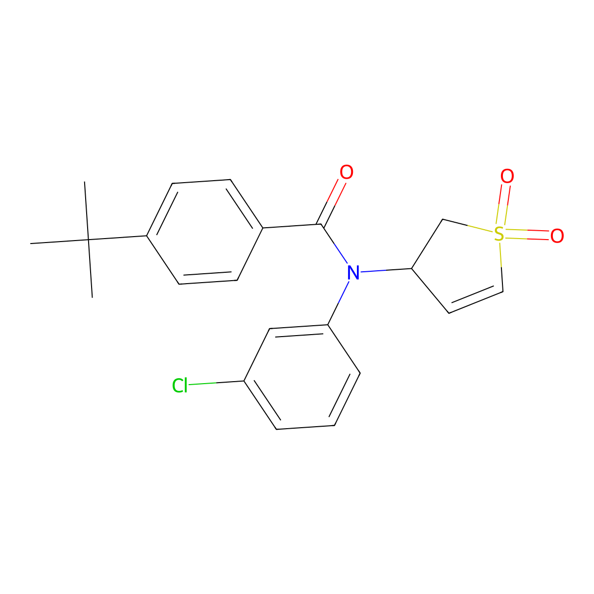 4-(tert-butyl)-N-(3-chlorophenyl)-N-(1,1-dioxido-2,3-dihydrothiophen-3-yl)benzamide molecular structure, CAS 863007-70-9