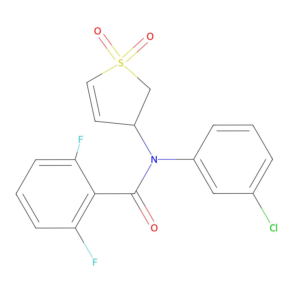 N-(3-chlorophenyl)-N-(1,1-dioxido-2,3-dihydrothien-3-yl)-2,6-difluorobenzamide molecular structure, CAS 863007-72-1