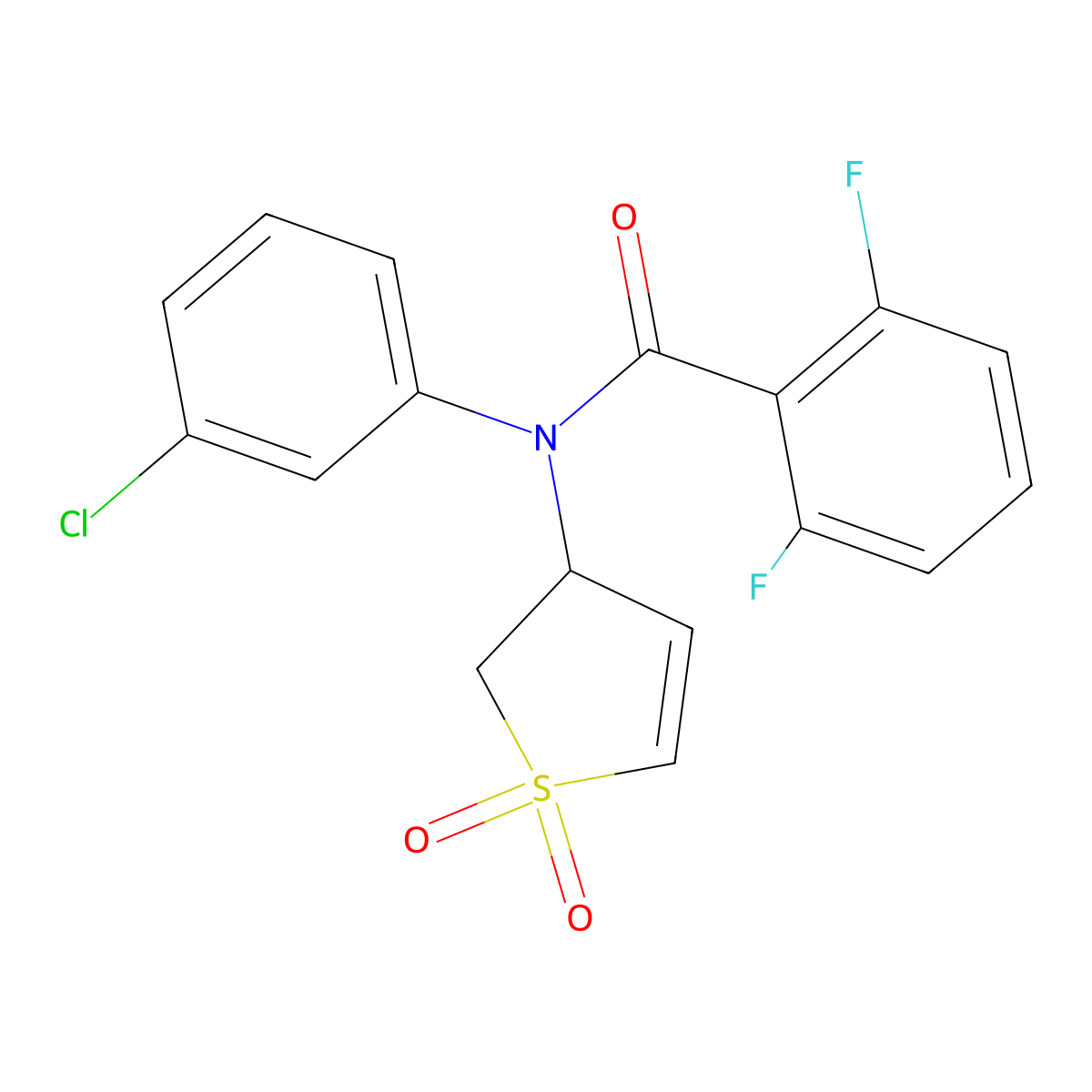N-(3-chlorophenyl)-N-(1,1-dioxido-2,3-dihydrothien-3-yl)-2,6-difluorobenzamide molecular structure, CAS 863007-72-1