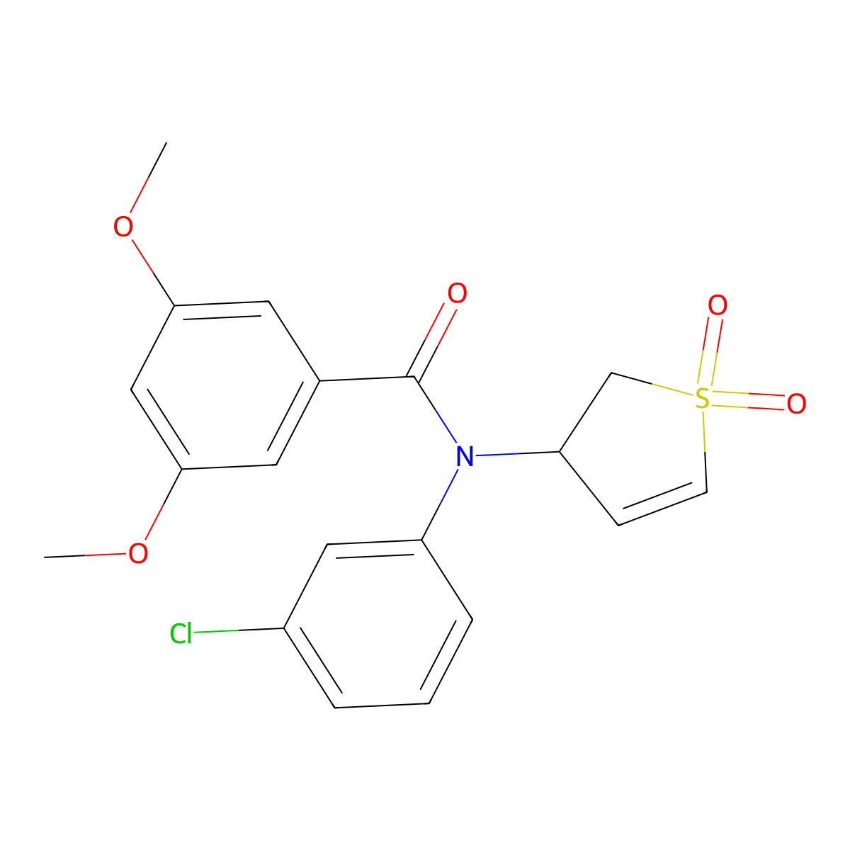 N-(3-chlorophenyl)-N-(1,1-dioxido-2,3-dihydrothien-3-yl)-3,5-dimethoxybenzamide molecular structure, CAS 863007-74-3