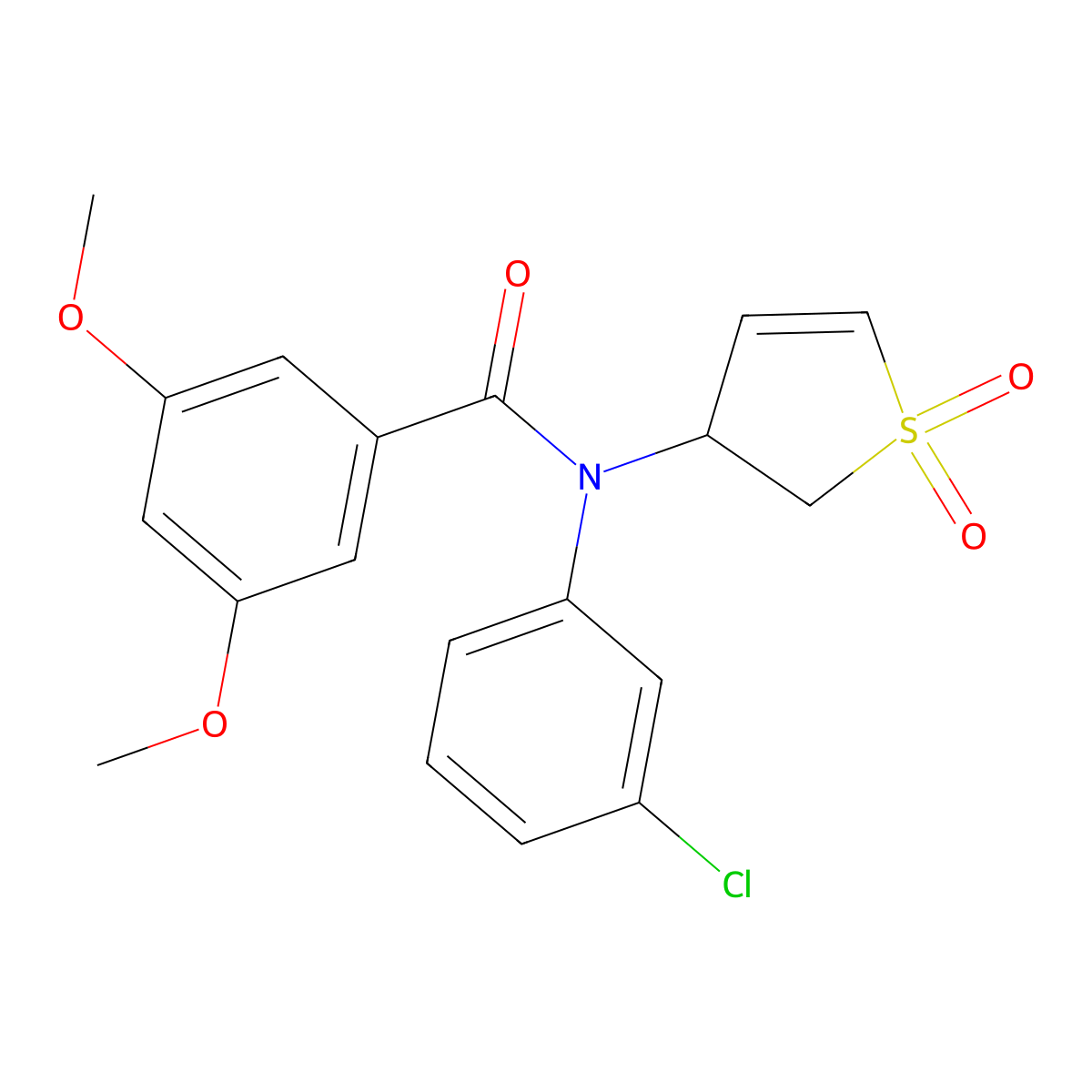 N-(3-chlorophenyl)-N-(1,1-dioxido-2,3-dihydrothien-3-yl)-3,5-dimethoxybenzamide molecular structure, CAS 863007-74-3