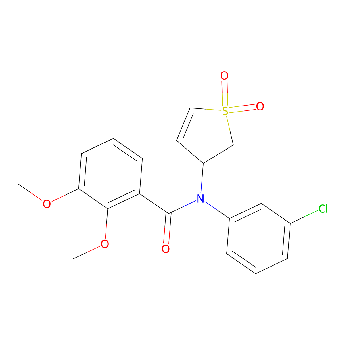 N-(3-chlorophenyl)-N-(1,1-dioxido-2,3-dihydrothien-3-yl)-2,3-dimethoxybenzamide molecular structure, CAS 863007-75-4