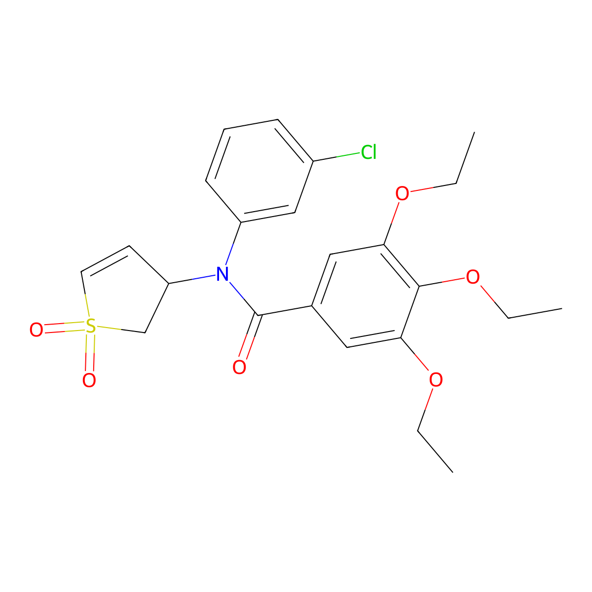 N-(3-chlorophenyl)-N-(1,1-dioxido-2,3-dihydrothiophen-3-yl)-3,4,5-triethoxybenzamide molecular structure, CAS 863007-78-7