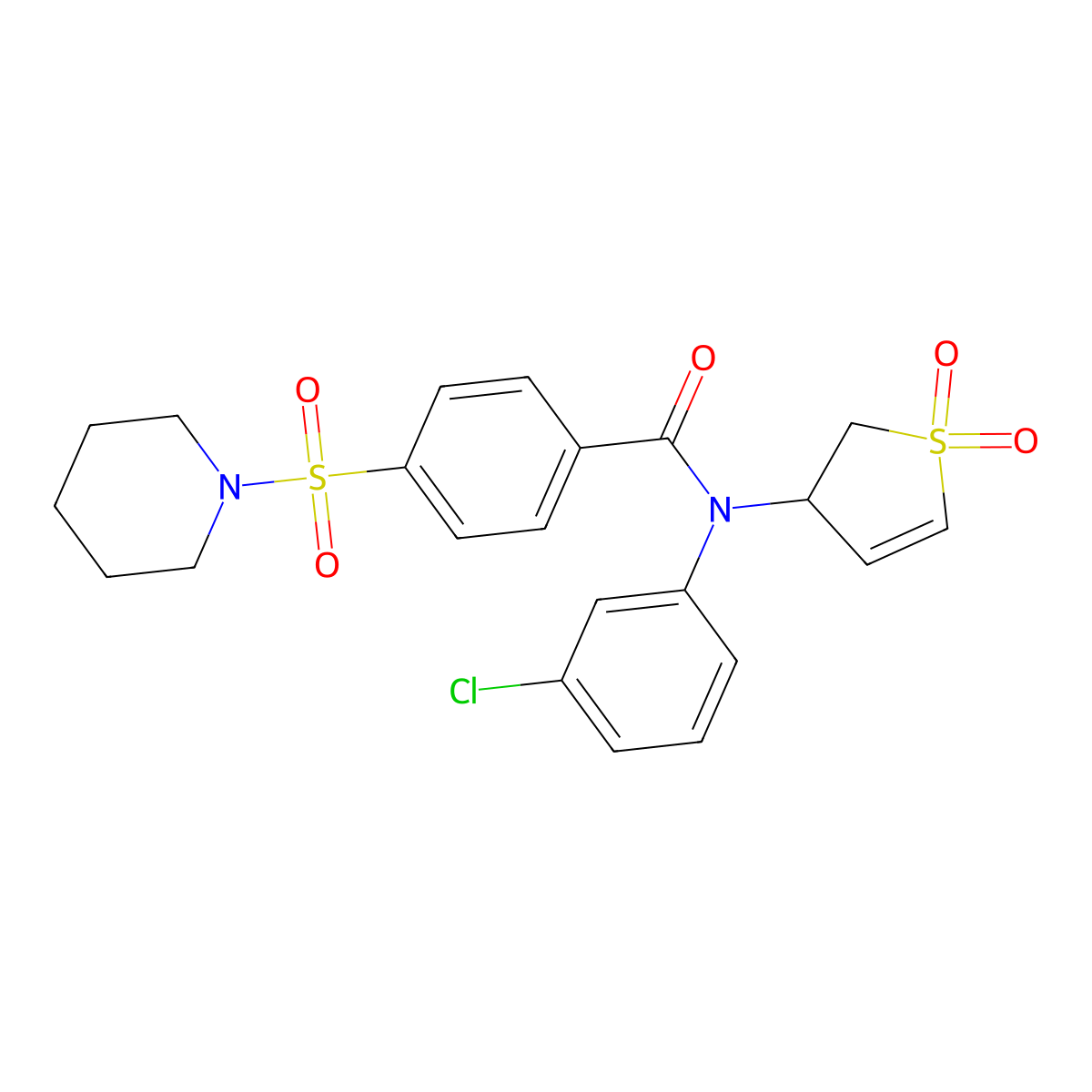 N-(3-chlorophenyl)-N-(1,1-dioxido-2,3-dihydrothiophen-3-yl)-4-(piperidin-1-ylsulfonyl)benzamide molecular structure, CAS 863007-80-1