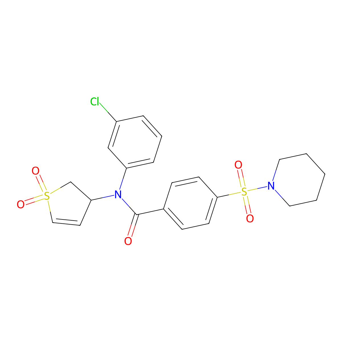 N-(3-chlorophenyl)-N-(1,1-dioxido-2,3-dihydrothiophen-3-yl)-4-(piperidin-1-ylsulfonyl)benzamide molecular structure, CAS 863007-80-1