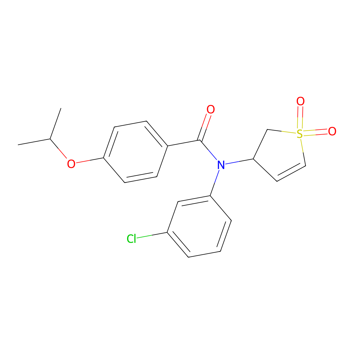 N-(3-chlorophenyl)-N-(1,1-dioxido-2,3-dihydrothiophen-3-yl)-4-isopropoxybenzamide molecular structure, CAS 863007-82-3