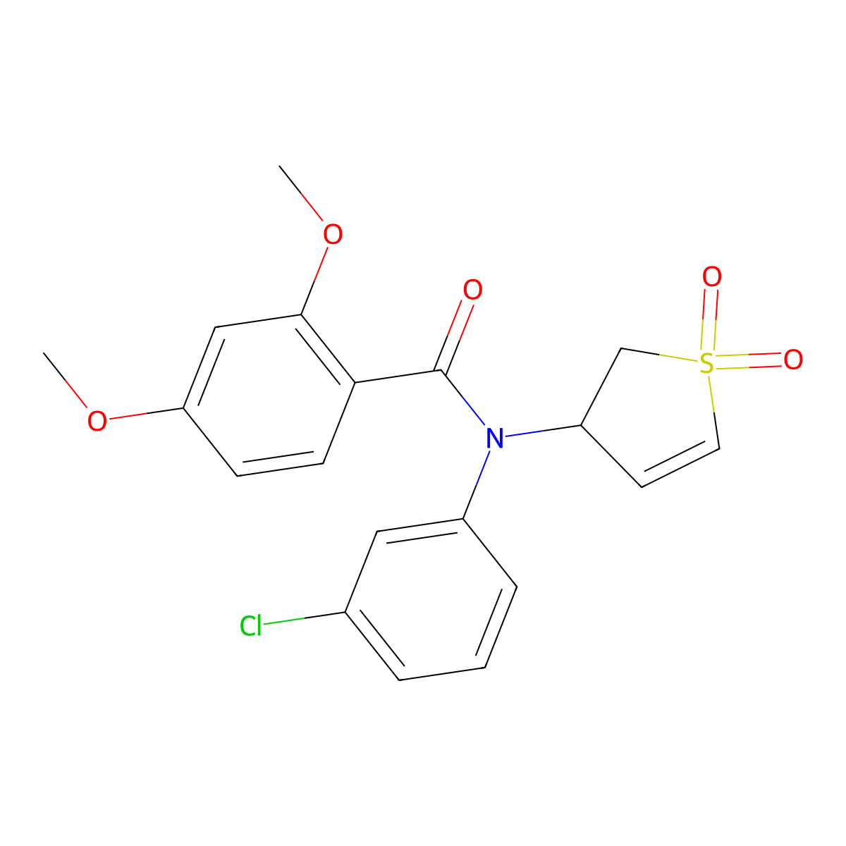 N-(3-chlorophenyl)-N-(1,1-dioxido-2,3-dihydrothiophen-3-yl)-2,4-dimethoxybenzamide molecular structure, CAS 863007-83-4