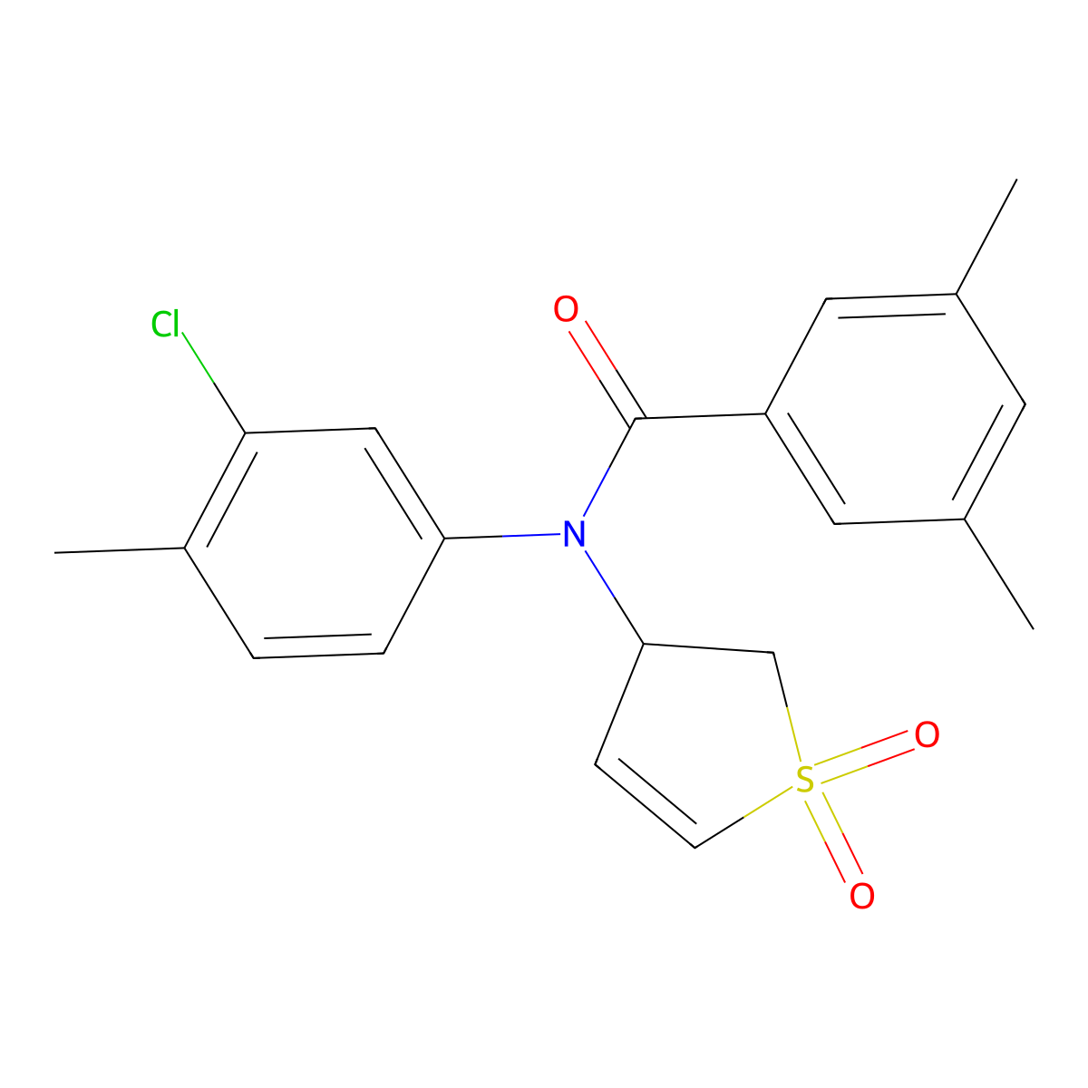 N-(3-chloro-4-methylphenyl)-N-(1,1-dioxido-2,3-dihydrothiophen-3-yl)-3,5-dimethylbenzamide molecular structure, CAS 863007-88-9
