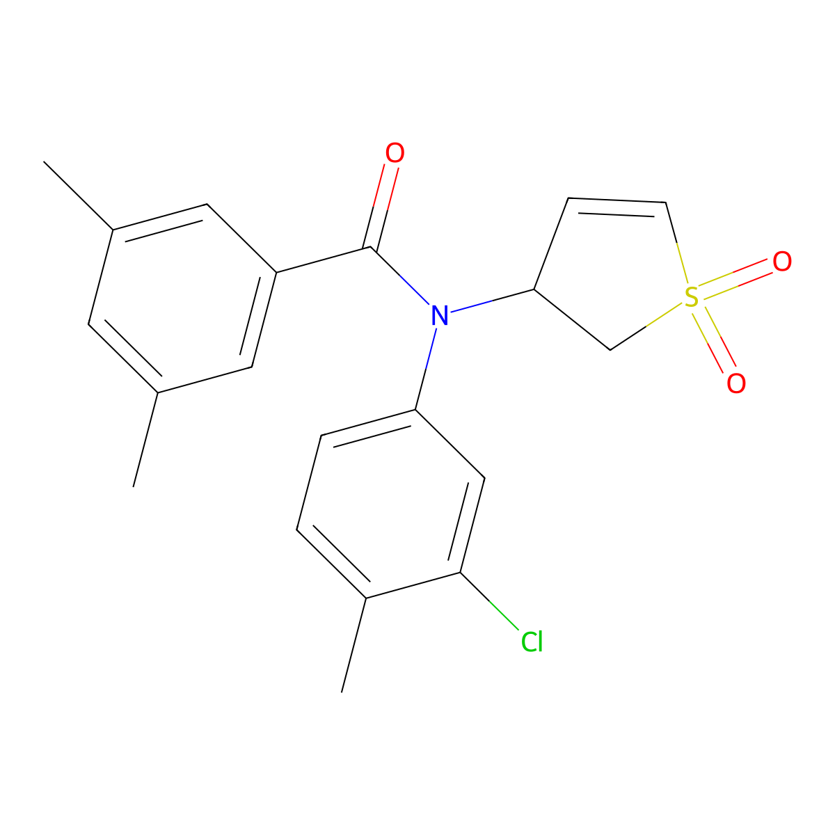 N-(3-chloro-4-methylphenyl)-N-(1,1-dioxido-2,3-dihydrothiophen-3-yl)-3,5-dimethylbenzamide molecular structure, CAS 863007-88-9