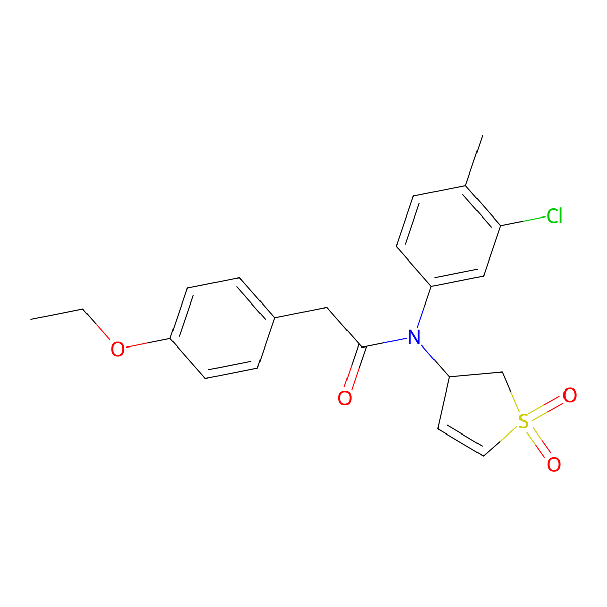 N-(3-chloro-4-methylphenyl)-N-(1,1-dioxo-2,3-dihydro-1lambda6-thiophen-3-yl)-2-(4-ethoxyphenyl)acetamide molecular structure, CAS 863007-90-3