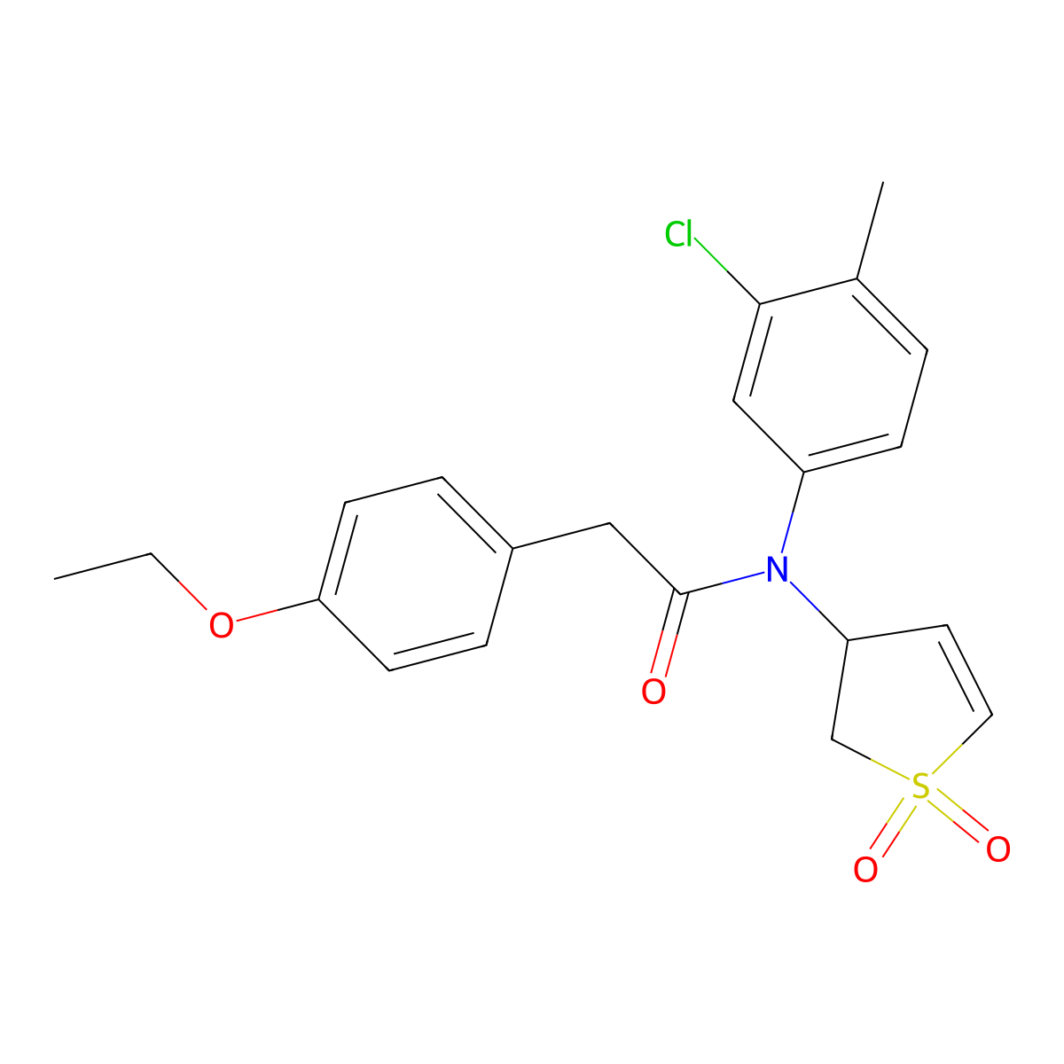 N-(3-chloro-4-methylphenyl)-N-(1,1-dioxo-2,3-dihydro-1lambda6-thiophen-3-yl)-2-(4-ethoxyphenyl)acetamide molecular structure, CAS 863007-90-3