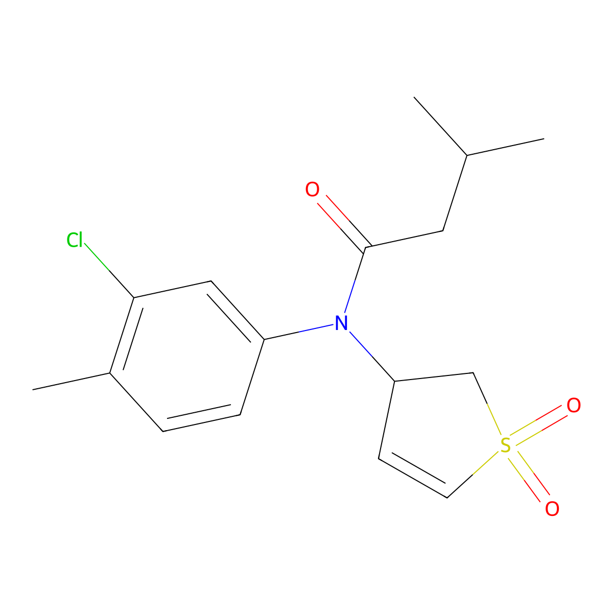 N-(3-chloro-4-methylphenyl)-N-(1,1-dioxido-2,3-dihydrothiophen-3-yl)-3-methylbutanamide molecular structure, CAS 863007-91-4