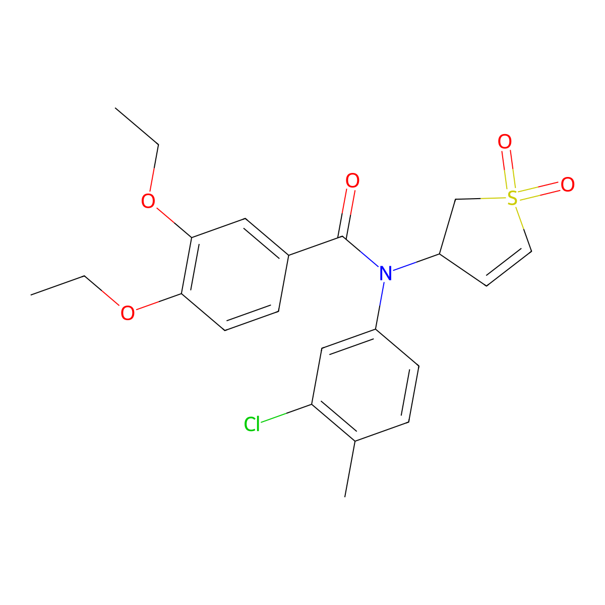 N-(3-chloro-4-methylphenyl)-N-(1,1-dioxido-2,3-dihydrothiophen-3-yl)-3,4-diethoxybenzamide molecular structure, CAS 863007-95-8