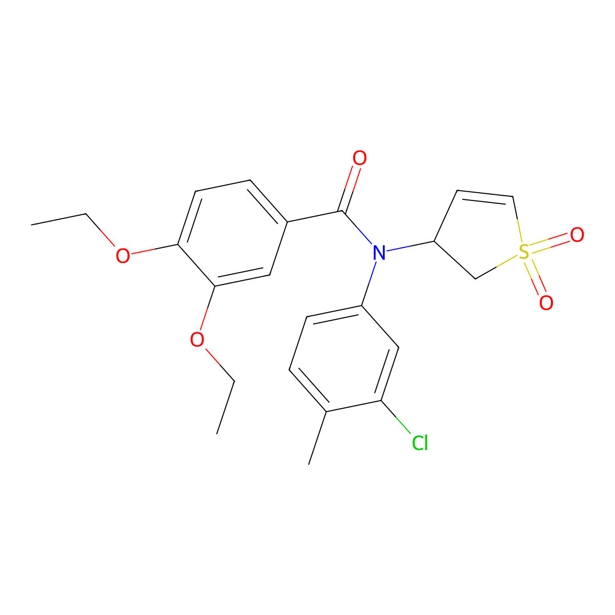 N-(3-chloro-4-methylphenyl)-N-(1,1-dioxido-2,3-dihydrothiophen-3-yl)-3,4-diethoxybenzamide molecular structure, CAS 863007-95-8