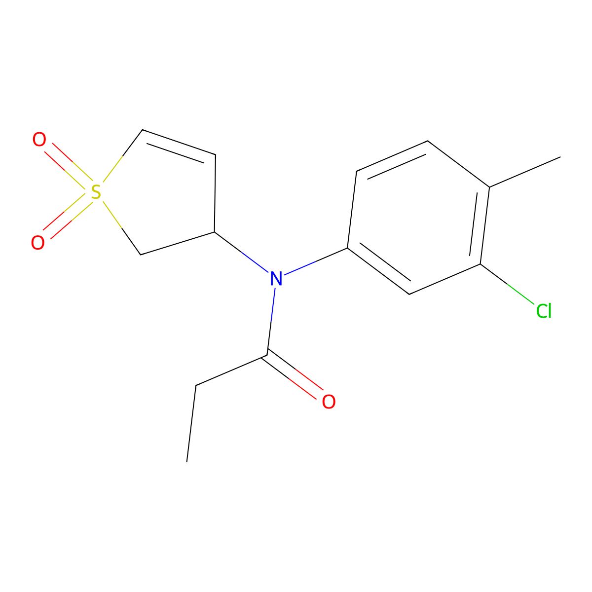 N-(3-chloro-4-methylphenyl)-N-(1,1-dioxido-2,3-dihydrothiophen-3-yl)propionamide molecular structure, CAS 863007-97-0