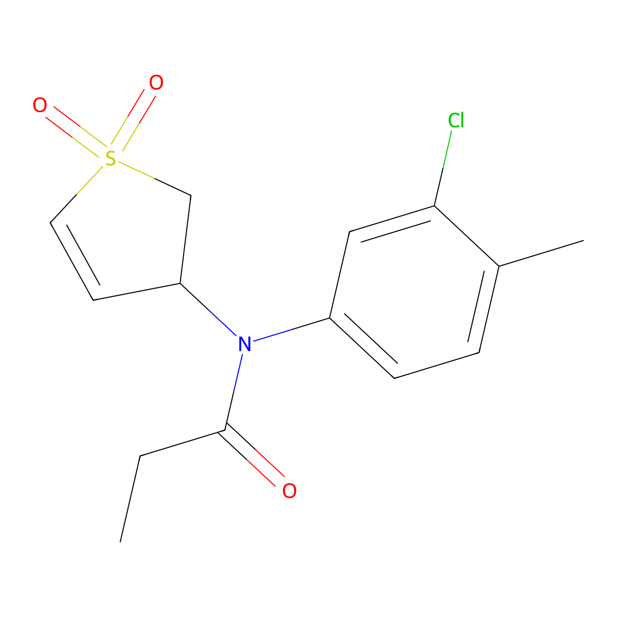 N-(3-chloro-4-methylphenyl)-N-(1,1-dioxido-2,3-dihydrothiophen-3-yl)propionamide molecular structure, CAS 863007-97-0