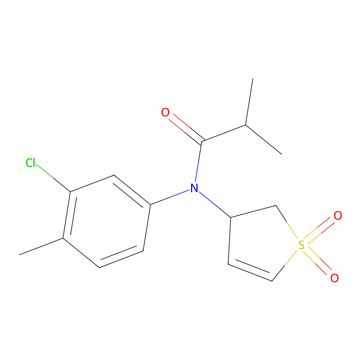 N-(3-chloro-4-methylphenyl)-N-(1,1-dioxido-2,3-dihydrothiophen-3-yl)isobutyramide molecular structure, CAS 863007-98-1